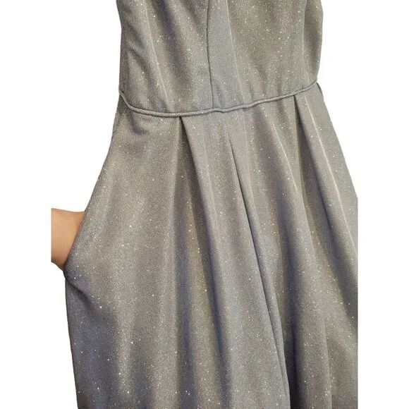 green emerald velvet dress Betsy & Adam Plus Size Galaxy Glitter Draped Gown - Pink/Gold main image 1